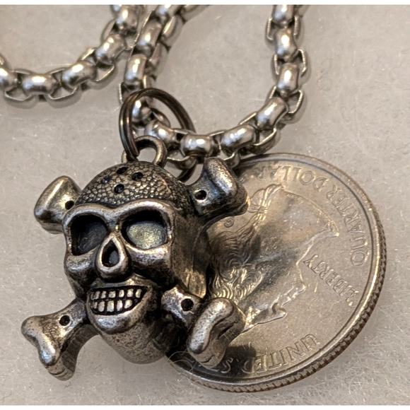 HARLEY DAVIDSON 3D Willie G Skull Pendant Necklace on Stainless Steel Box Chain - Picture 6 of 7